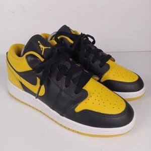 Nike Air Jordan 1 Low Shoes Kids 5Y Yellow Ochre Sneakers Athletic Streetwear